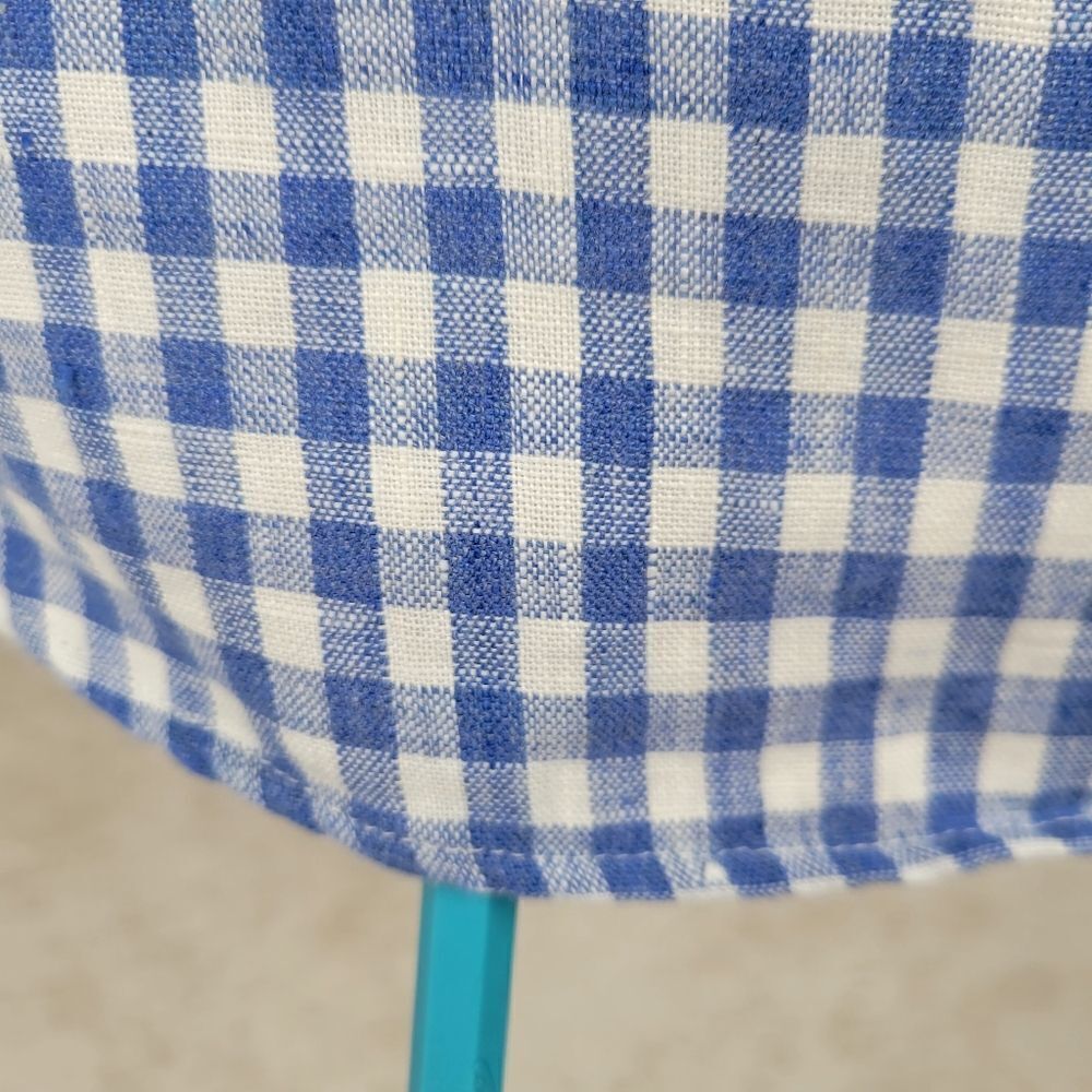 Murano Baird McNutt Linen Blue White Gingham Short Sleeve Button Down Shirt - Picture 5 of 10